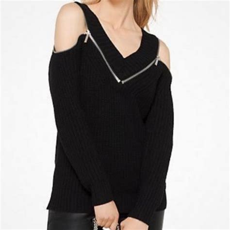 michael michael kors cold shoulder zip sweater 